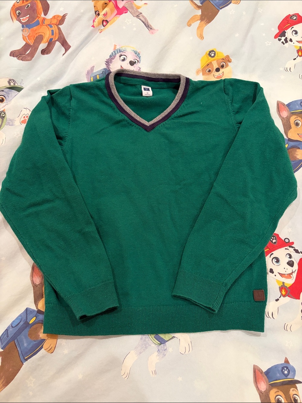 Janie and Jack Men's Forest Green V-Neck Sweater (8-10)